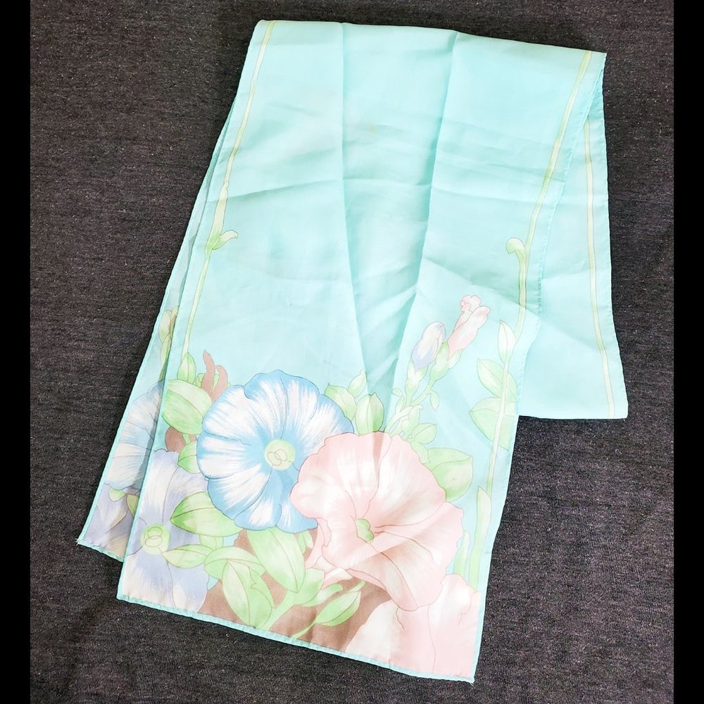 Vintage - Light Blue Floral Scarf from Avon